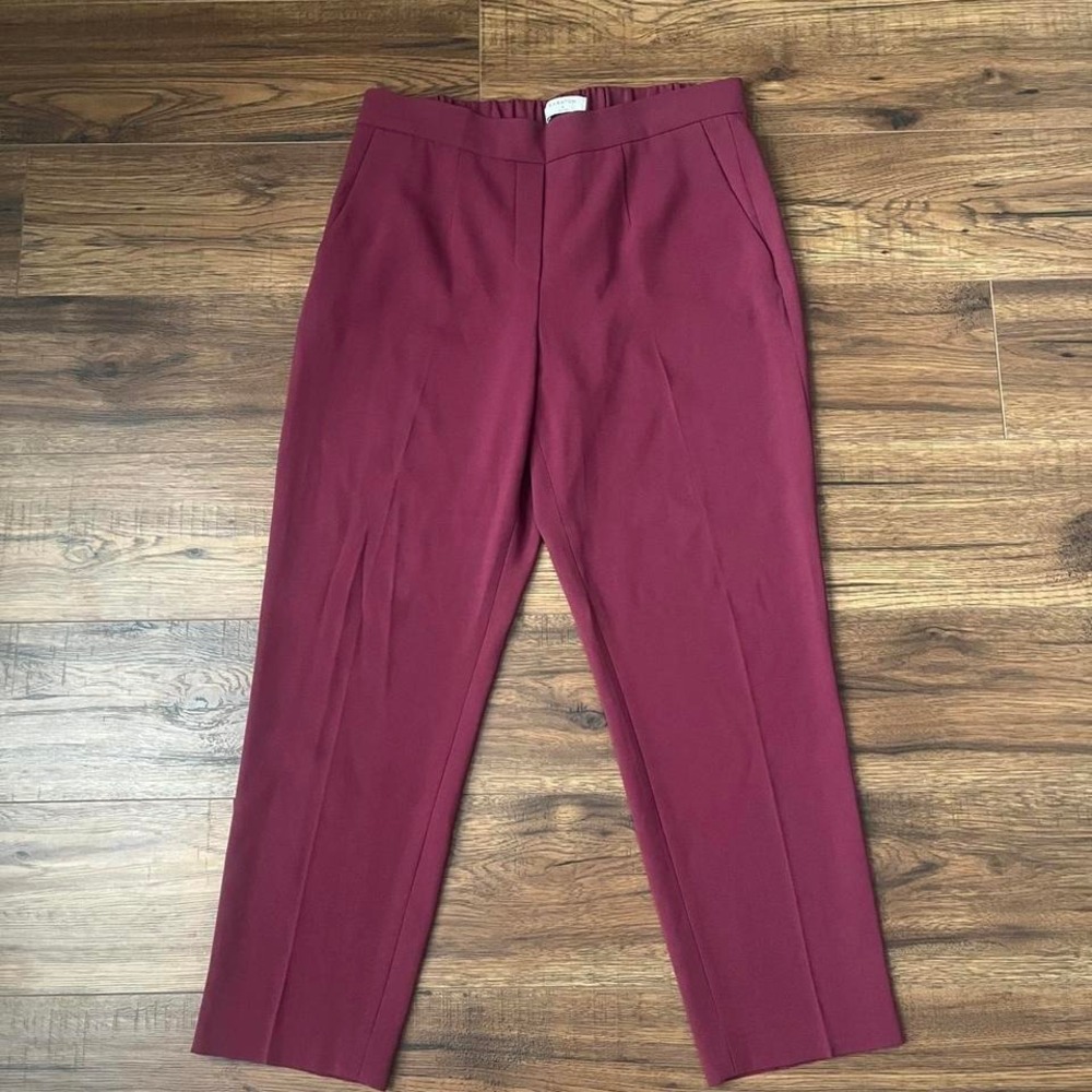 Babaton Burgundy Tailored Ankle Pants High Waist Workwear Trousers Women 8